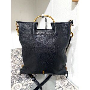 Thacker Leather Side Zipper Crossbody Bag in Black